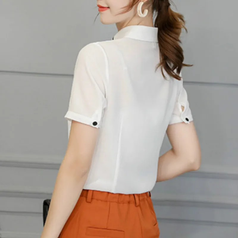 Office Turn Down Collar Womens Chiffon Blouse Slim Short Sleeve Shirts Summer Shirt Casual 2019 Work Black White Tops Blusas
Office Turn Down Collar Womens Chiffon Blouse Slim Short Sleeve Shirts Summer Shirt Casual 2019 Work Black White Tops Blusas