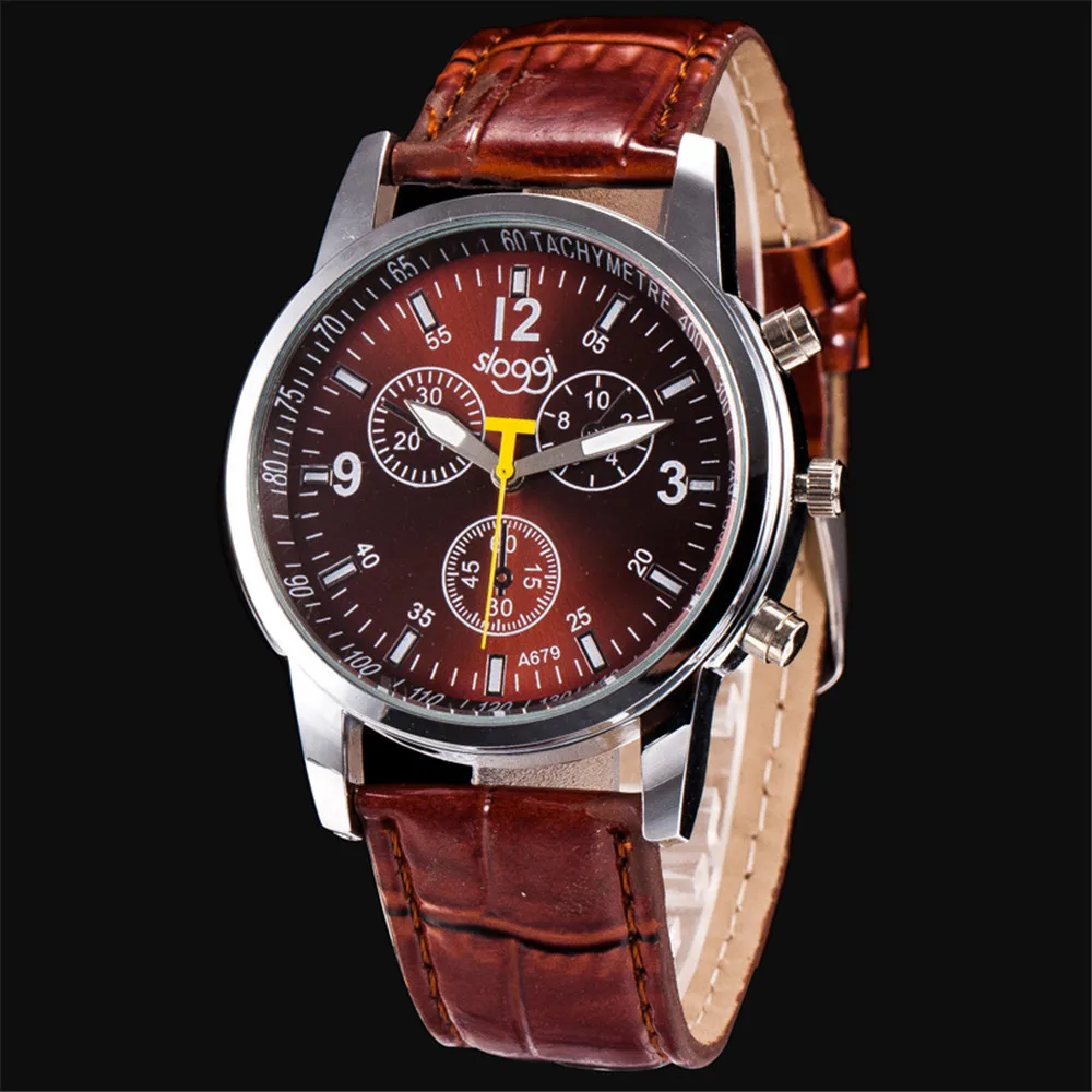 Luxury fashion crocodile imitation leather men's analog quartz watch mechanism silent leisure watch clock 5.25