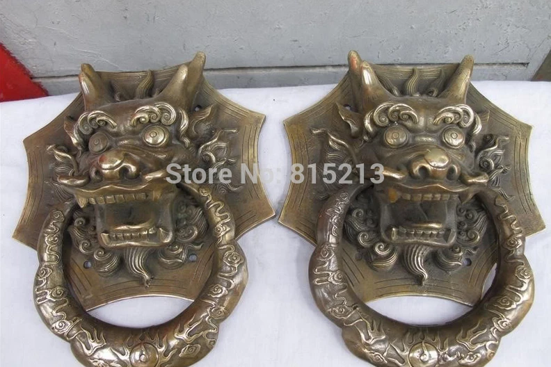 bi0011633 Chinese Copper Carved Dragon Head Palace Guardian Door Knocker statue Pair
bi0011633 Chinese Copper Carved Dragon Head Palace Guardian Door Knocker statue Pair