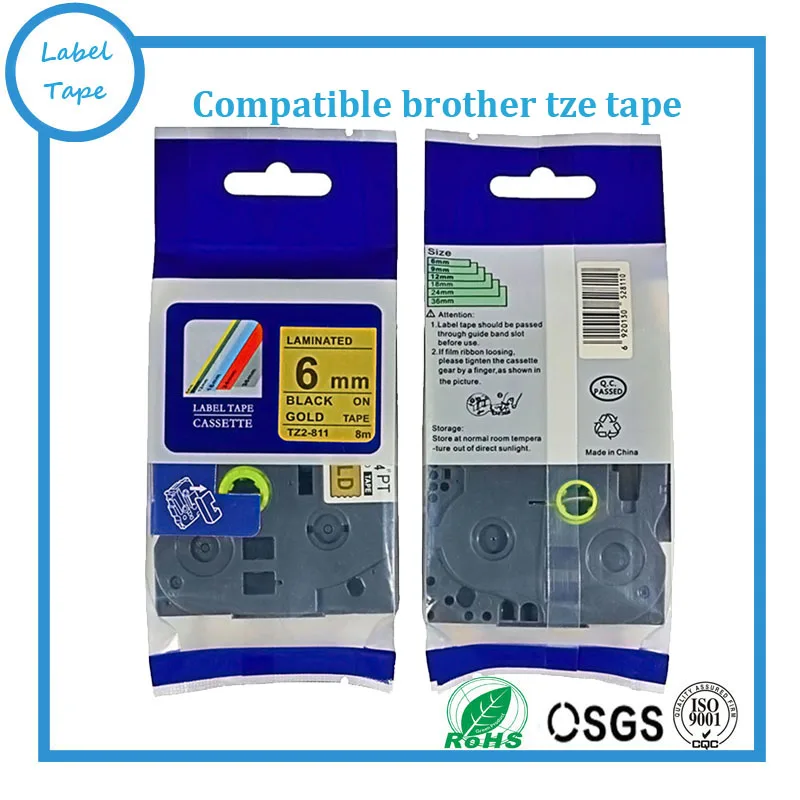 3pcs/lot Brother TZE tape 6mm tze-811 tze811 tze 811 black on gold tz tze label for compatible p-touch printer
3pcs/lot Brother TZE tape 6mm tze-811 tze811 tze 811 black on gold tz tze label for compatible p-touch printer