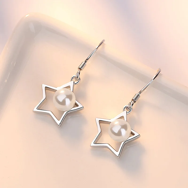 925 sterling silver fashion pearl star ladies drop earrings women jewelry female Christmas gift drop shipping
925 sterling silver fashion pearl star ladies drop earrings women jewelry female Christmas gift drop shipping