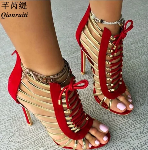 Qianruiti Big size Sandals Women Party High Heels Gladiator Cut Outs Shoes Cross Tied Stiletto Heels Summer Fashion Sandals
Qianruiti Big size Sandals Women Party High Heels Gladiator Cut Outs Shoes Cross Tied Stiletto Heels Summer Fashion Sandals