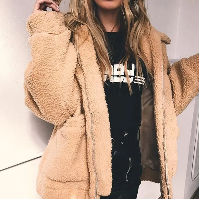 Women Plus Size Fleece Faux Shearling Fur Coat 2019 Autumn Winter Plush Warm Thick Teddy Jacket Female High Street Outerwear
Women Plus Size Fleece Faux Shearling Fur Coat 2019 Autumn Winter Plush Warm Thick Teddy Jacket Female High Street Outerwear