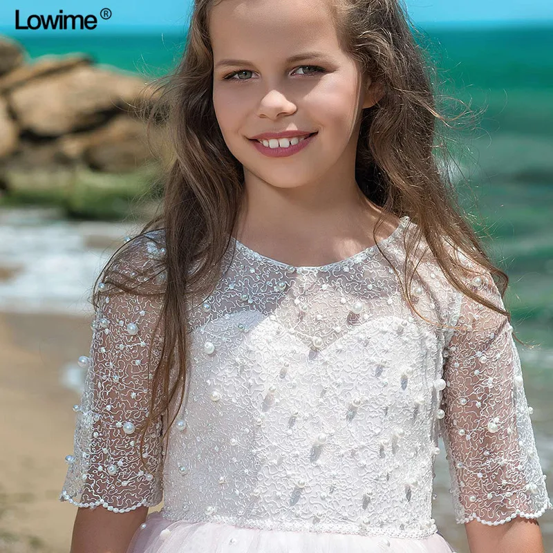Lowime New Arrival A-line Scoop Flower Girl Dresses For Weddings With Pearls First Communion Dress For Girls With Jacket
Lowime New Arrival A-line Scoop Flower Girl Dresses For Weddings With Pearls First Communion Dress For Girls With Jacket