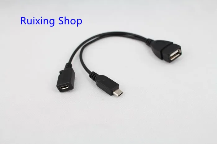 Micro USB Мужской хост OTG 2.0 разъем адаптера конвертер Y кабель Splitter + мужской