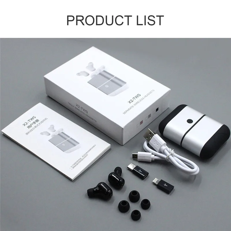 X2 TWS Bluetooth Headset 5.0 Earbuds Wireless Headphones Mini Ear Plug with charging Power Bank In Ear Earphones For iPhone
X2 TWS Bluetooth Headset 5.0 Earbuds Wireless Headphones Mini Ear Plug with charging Power Bank In Ear Earphones For iPhone