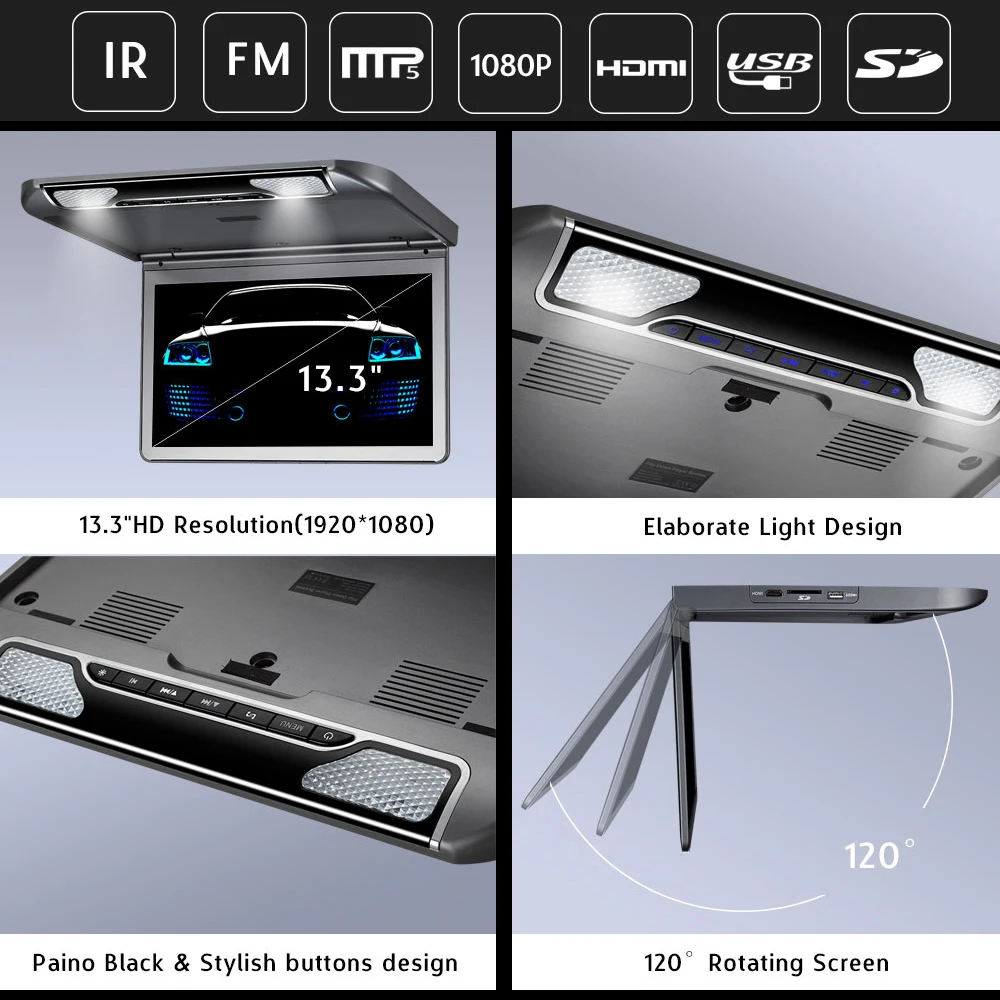 13,3 дюймовый HD медиаплеер на крышу монитор с USB SD HDMI ИК FM передатчик MP5 плеер
13,3 дюймовый HD медиаплеер на крышу монитор с USB SD HDMI ИК FM передатчик MP5 плеер