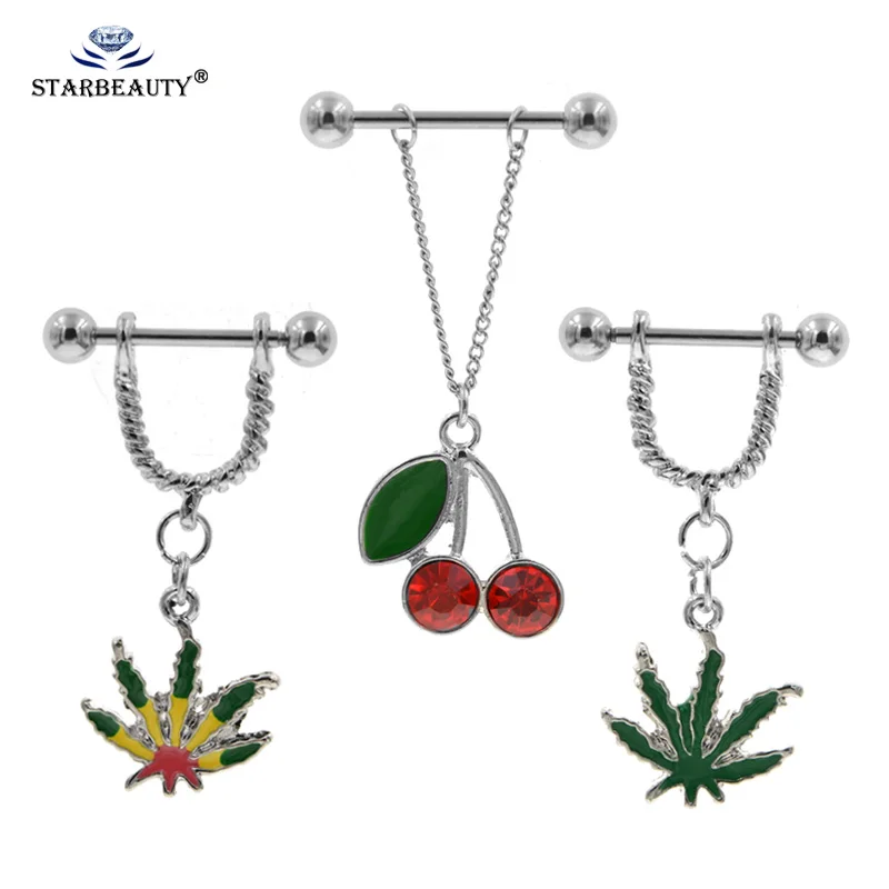 2Pcs Tree Pendant Surgical Steel Nipple Piercing Fashion Body Big Zircon Rings Jewelry for Women Girls | Украшения и аксессуары
