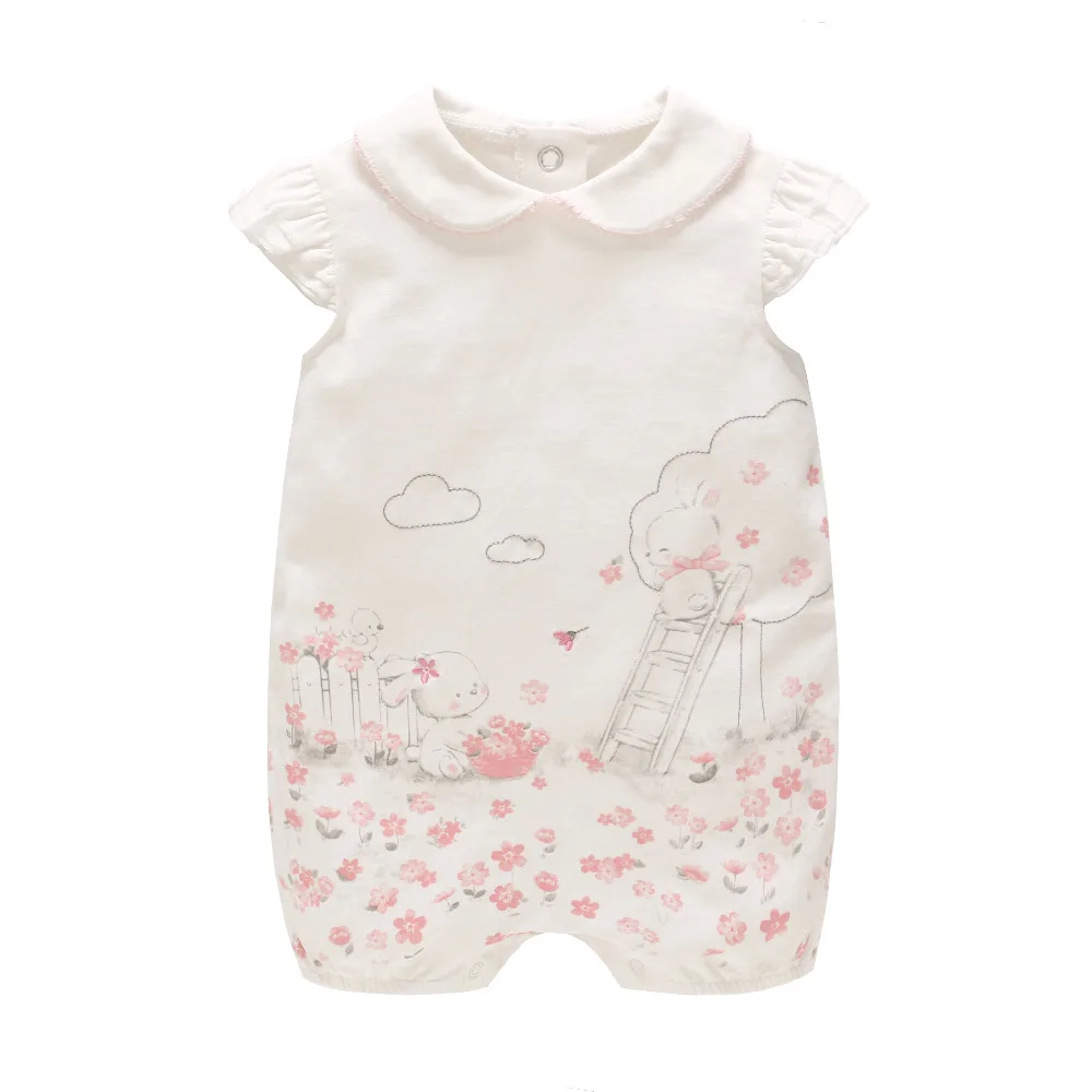 

Vlinder Baby girls Bodysuits Baby girl clothes Newborn Bodysuits Jumpsuit Snug Short Sleeves Infant Flowers Printing Jumpsuit