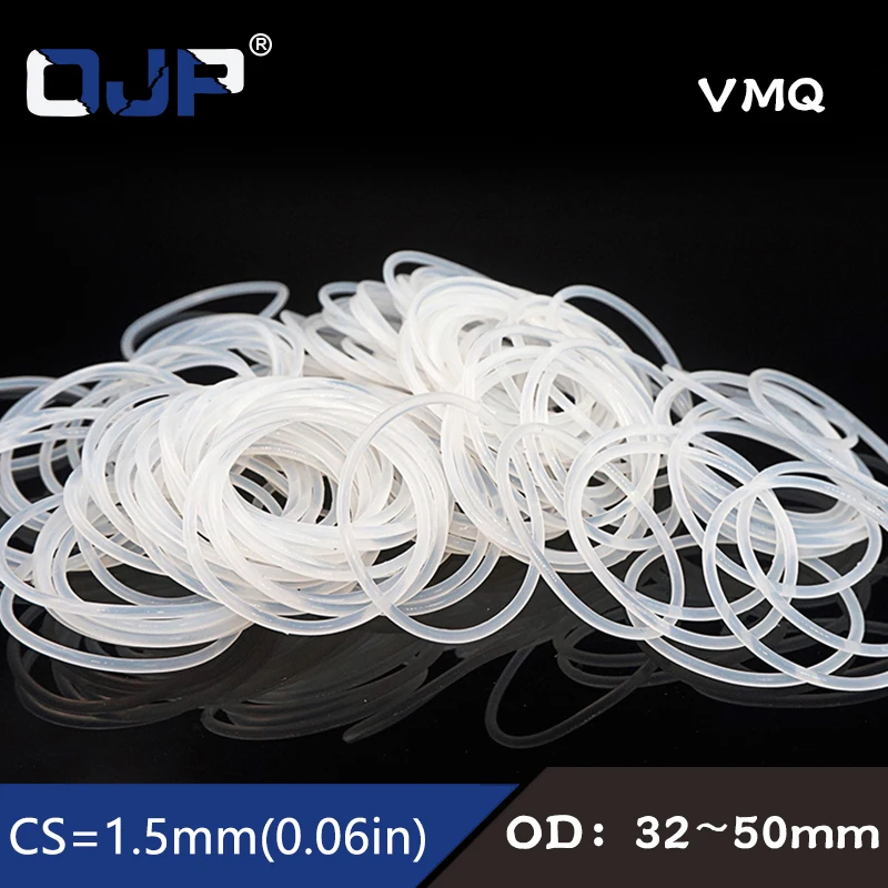 5PCS/lot White Silicon Ring Silicone/VMQ O ring 1.5mm Thickness OD32/33/34/35/38/40/44/45/50mm Rubber O-Ring Seal Gasket Ring
5PCS/lot White Silicon Ring Silicone/VMQ O ring 1.5mm Thickness OD32/33/34/35/38/40/44/45/50mm Rubber O-Ring Seal Gasket Ring