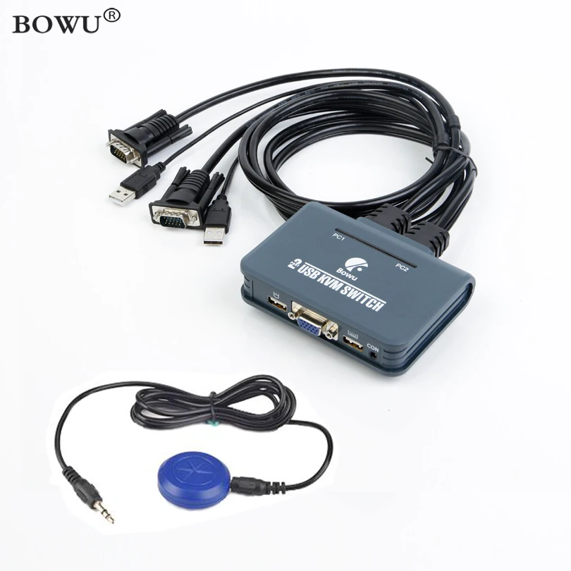 Коммутатор KVM с 2 портами USB 0 4K HD коммутатор кабелем для двух мониторов клавиатуры