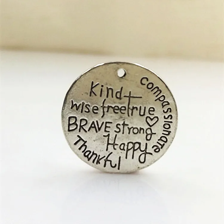 50pcs 22MM Vintage Color English letters "...true thankful happy" letter charms, antique silver Valentine's Day message charms
50pcs 22MM Vintage Color English letters "...true thankful happy" letter charms, antique silver Valentine's Day message charms