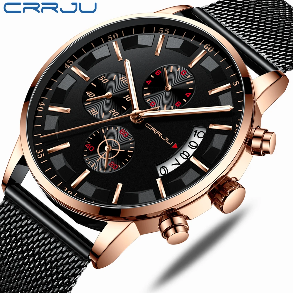 2019 New Men Quartz Watch Luxury Brand Crrju Chronograph Male Wristwatch Creative Sport Waterproof Clock with Complete Calendar
2019 New Men Quartz Watch Luxury Brand Crrju Chronograph Male Wristwatch Creative Sport Waterproof Clock with Complete Calendar