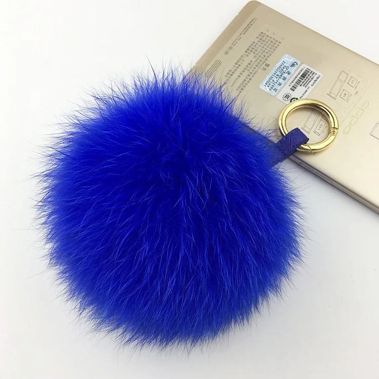 

13-15cm Hot Sale Trendy 100% Real Big Fox Fur Pompom Ball Keychain Fluffy Fox Fur Keyring Handbag Car KeyChains Pendant Decorat