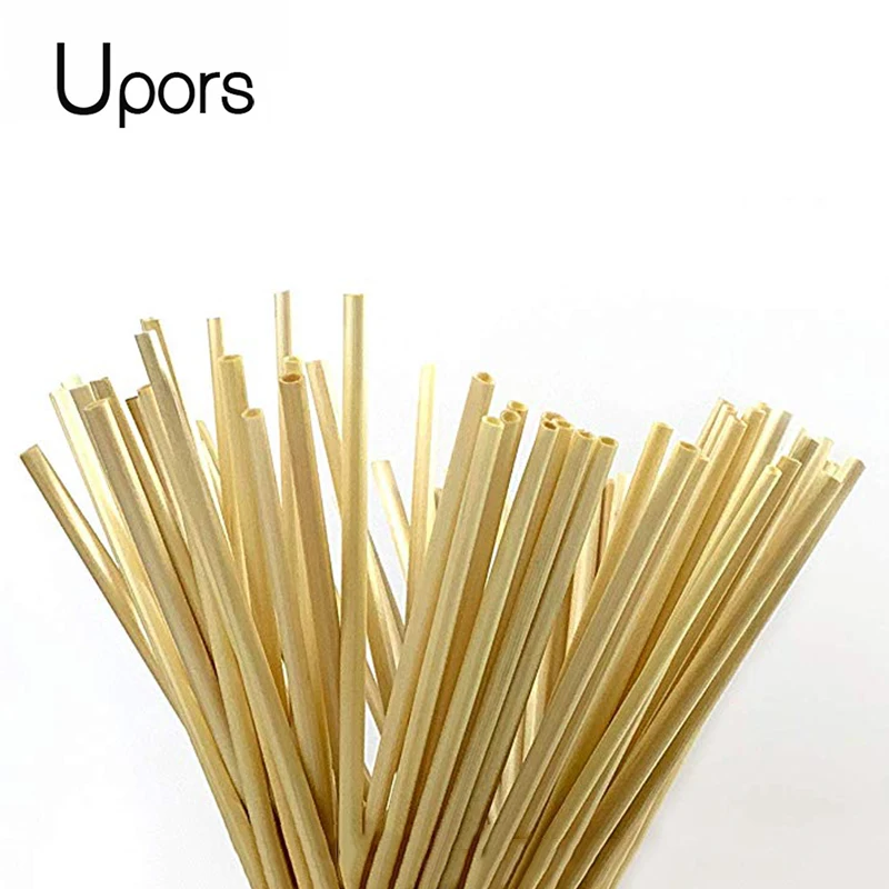 

UPORS 100Pcs Biodegradeable Wheat Straw 20cm Organic Natural Disposable Drinking Straws Food Grade Straws for Tea Cocktail Straw