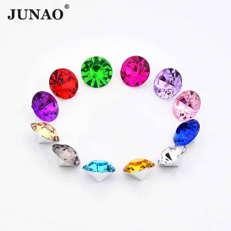 

JUNAO 4mm 17 Color Pointback Clear Crystal AB Rhinestone Round Strass Crystals Stones Acrylic Gems For Jewelry Clothes Crafts