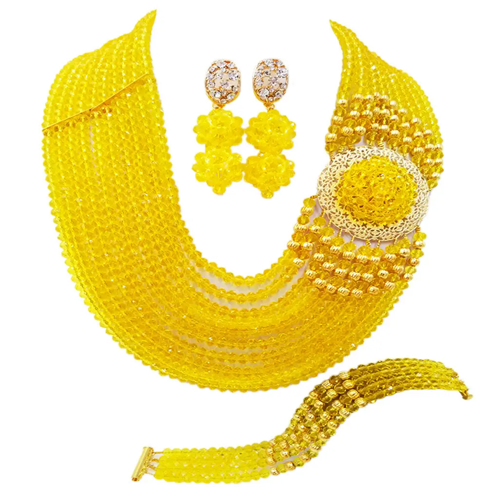 Best selling ! New Yellow Crystal Costume Nigerian African Wedding Beads Jewelry Necklaces Set NC1265
Best selling ! New Yellow Crystal Costume Nigerian African Wedding Beads Jewelry Necklaces Set NC1265