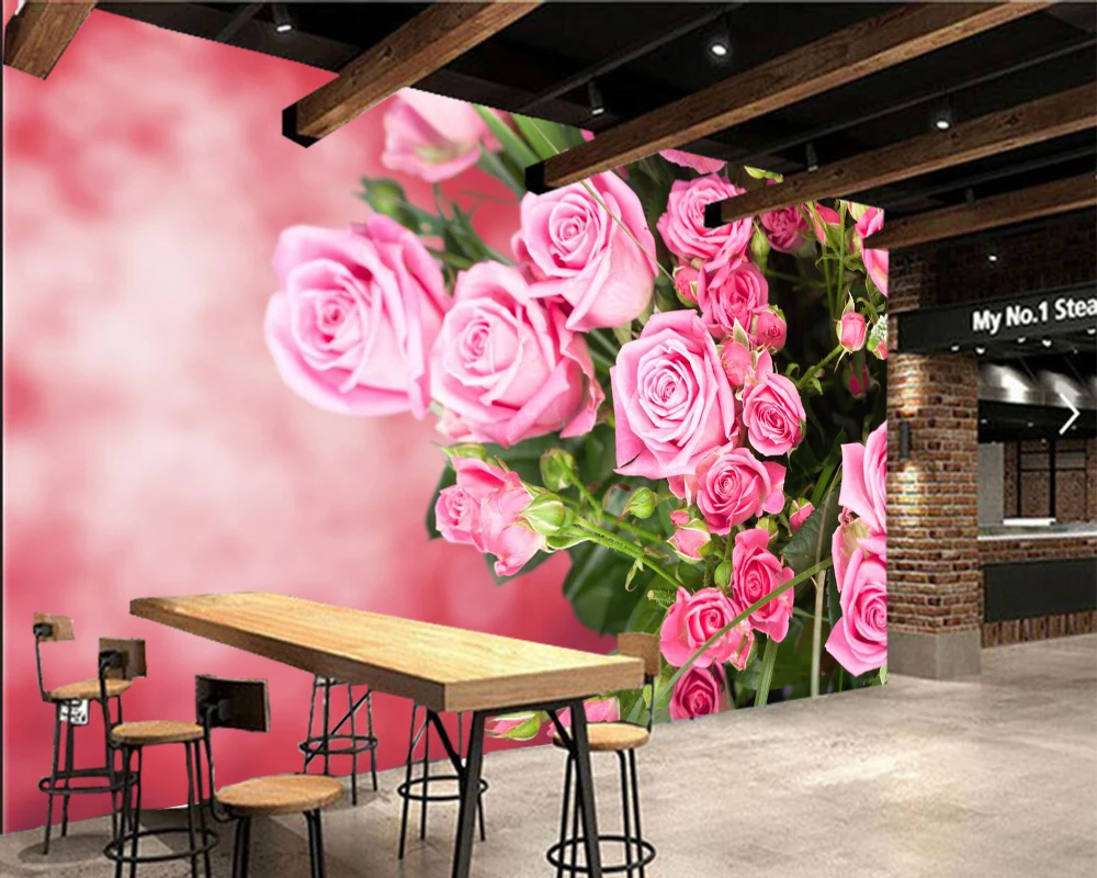 Обои Papel de parede с розовыми цветами 3d обои для гостиной фона телевизора дивана