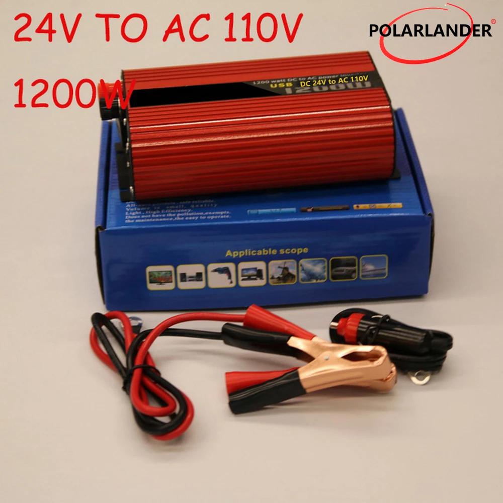 Polarlander автомобильный инвертор 1200 Вт DC 12 В/24 В в переменный ток 110 В/220