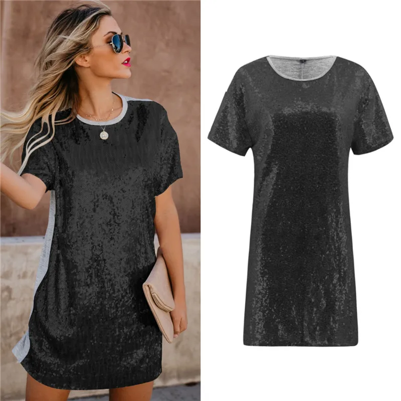 Plus Size Dress 2019 Women Summer Casual Sexy Party Night Dresses Sequin Loose Mini Dress
Plus Size Dress 2019 Women Summer Casual Sexy Party Night Dresses Sequin Loose Mini Dress