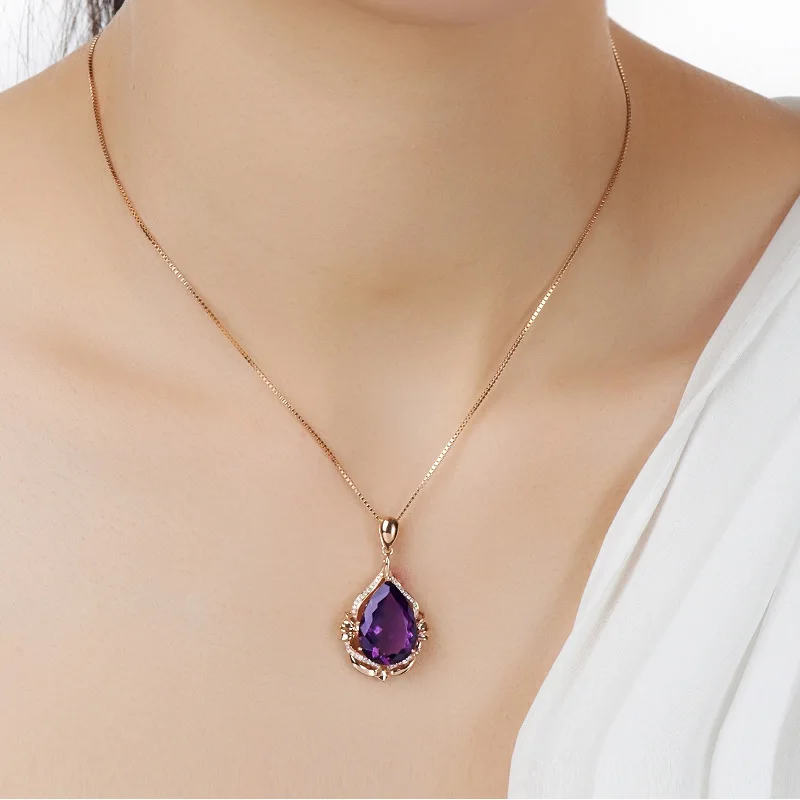 OMHXZJ Wholesale European Fashion Woman Girl Party Wedding Gift Water Drop Amethyst Zircon 18KT Rose Gold Pendant Necklace NA221
OMHXZJ Wholesale European Fashion Woman Girl Party Wedding Gift Water Drop Amethyst Zircon 18KT Rose Gold Pendant Necklace NA221