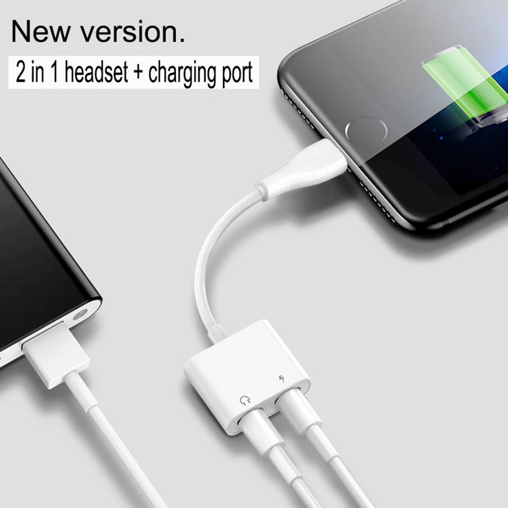 2 в 1 адаптер для iPhone 7 8 X Lightning Jack зарядка аудио наушников разветвитель конвертер