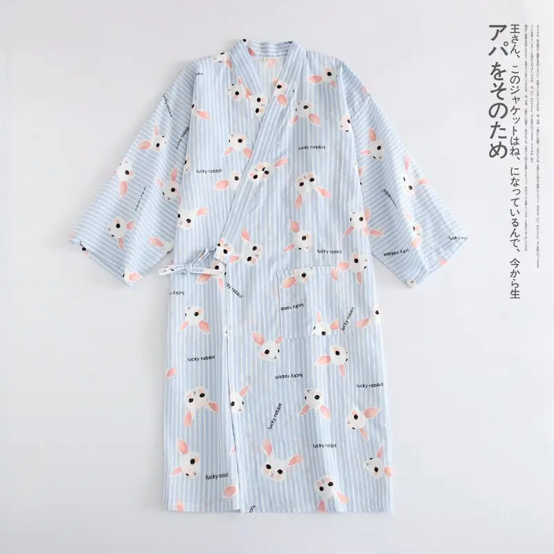 Cute Striped Rabbit Women Kimono Robes 100% Gauze Cotton Bathrobe Female Summer Thin Lengthen Dressing Gown Ladies Home Robe
Cute Striped Rabbit Women Kimono Robes 100% Gauze Cotton Bathrobe Female Summer Thin Lengthen Dressing Gown Ladies Home Robe