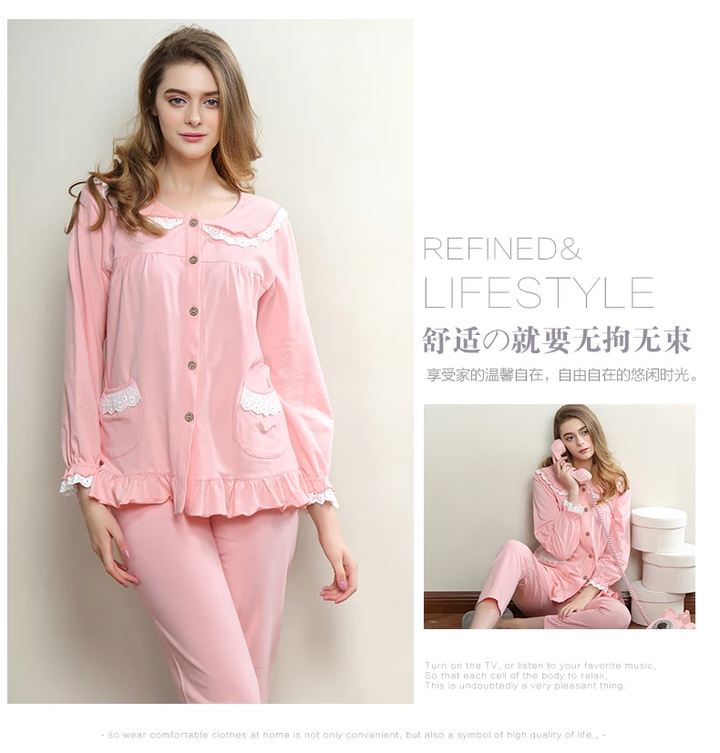 Fashion Elegant Pajamas Suit Long Sleeved Cotton Women Pajamas Set for Women Solid Sleeping Homewear Nightgown Lady Home Clothes
Fashion Elegant Pajamas Suit Long Sleeved Cotton Women Pajamas Set for Women Solid Sleeping Homewear Nightgown Lady Home Clothes