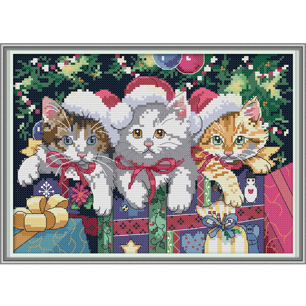 NKF Christmas Cat Cross Stitch Kits 11CT 14CT Chinese Cross Stitch Embroidery Needlework Set for Home Decor
NKF Christmas Cat Cross Stitch Kits 11CT 14CT Chinese Cross Stitch Embroidery Needlework Set for Home Decor