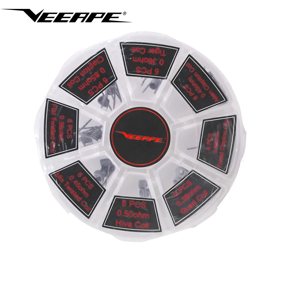 Оригинальный Veeape 8 в 1 провод коробка спирали намотка FUSED Clapton нагревательный