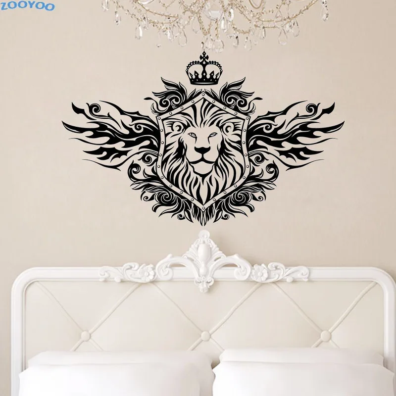 

ZOOYOO Crown Lion Shield Wall Sticker Fashionable Home Decor Removable Living Room Wall Decals Bedroom Decoration