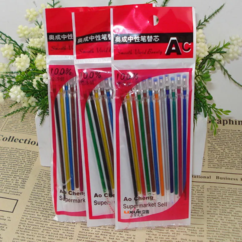 12-color silver flash refill gel pen core smooth super good write black paper card refill
12-color silver flash refill gel pen core smooth super good write black paper card refill