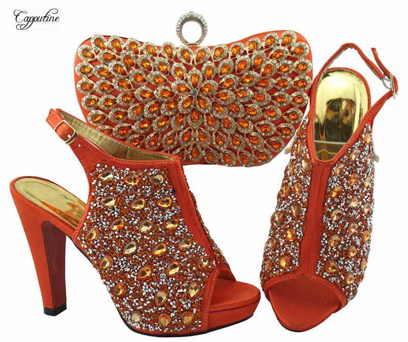Luxury Orange Sandals Matching With Purse Bag Set Italian Women Shoes And Clutch Handbag Crystal High Heels Pumps QSL005 12CM
Luxury Orange Sandals Matching With Purse Bag Set Italian Women Shoes And Clutch Handbag Crystal High Heels Pumps QSL005 12CM
