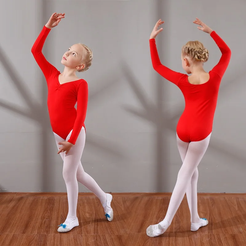 Children's Ballet Dance Costume Wear Girls Long Sleeve Dancing Spandex Tutu Leotard D0781 | Тематическая одежда и