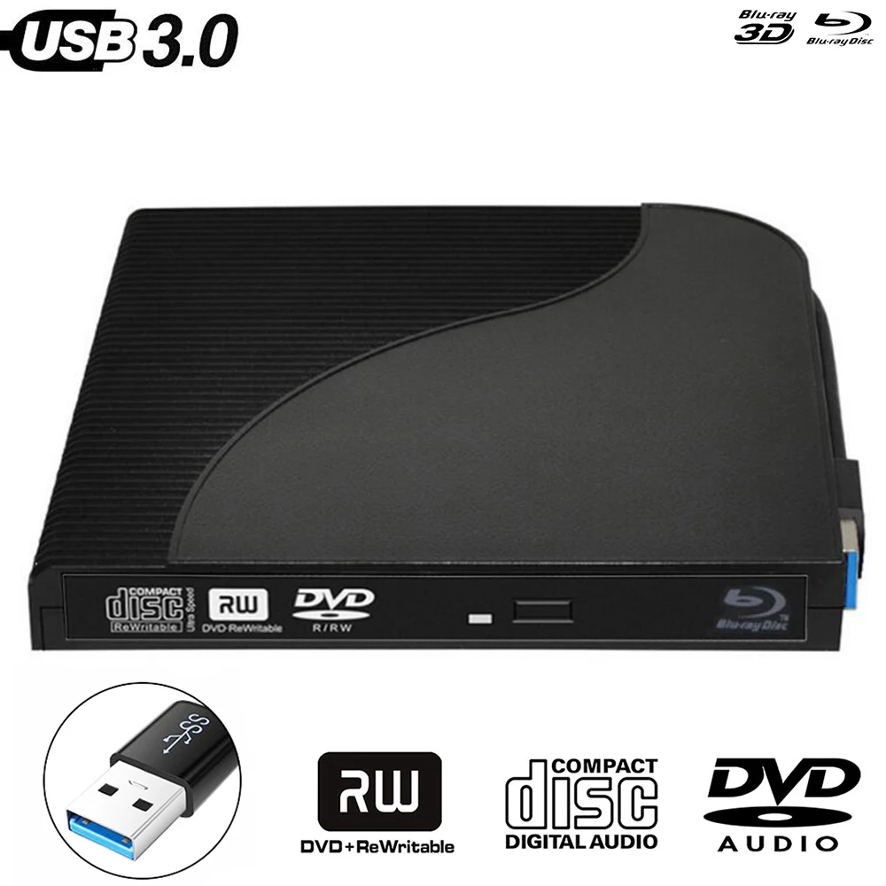 

USB3.0 Bluray Drive External CD/DVD RW Burner BD-ROM Blu-ray Player Optical Drive Writer for Apple iMacbook Laptop Computer PC