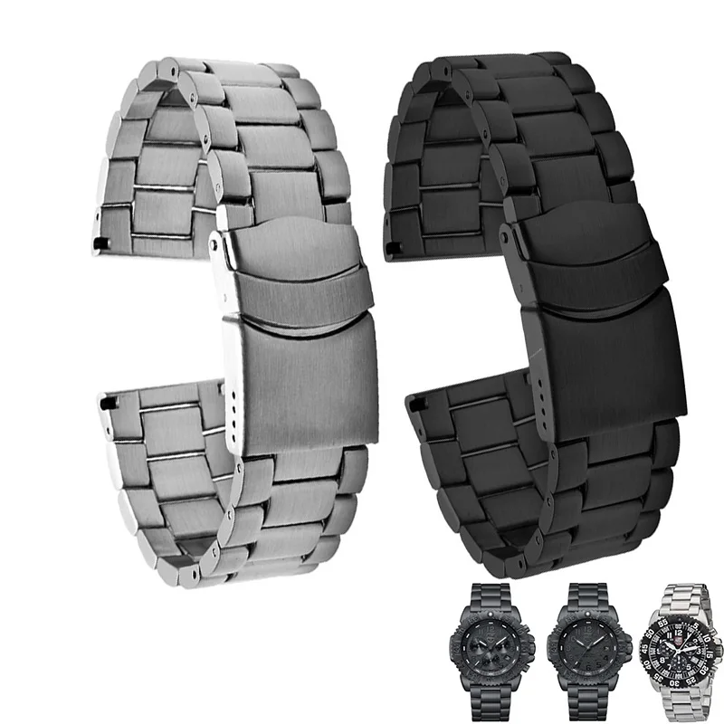 Ремешок Shengmeirui из нержавеющей стали для часов Luminox 3050 3051 3080 3150 23 мм 24 мм, серебристый, черный, двойная предохранительная пряжка
Ремешок Shengmeirui из нержавеющей стали для часов Luminox 3050 3051 3080 3150 23 мм 24 мм, серебристый, черный, двойная предохранительная пряжка