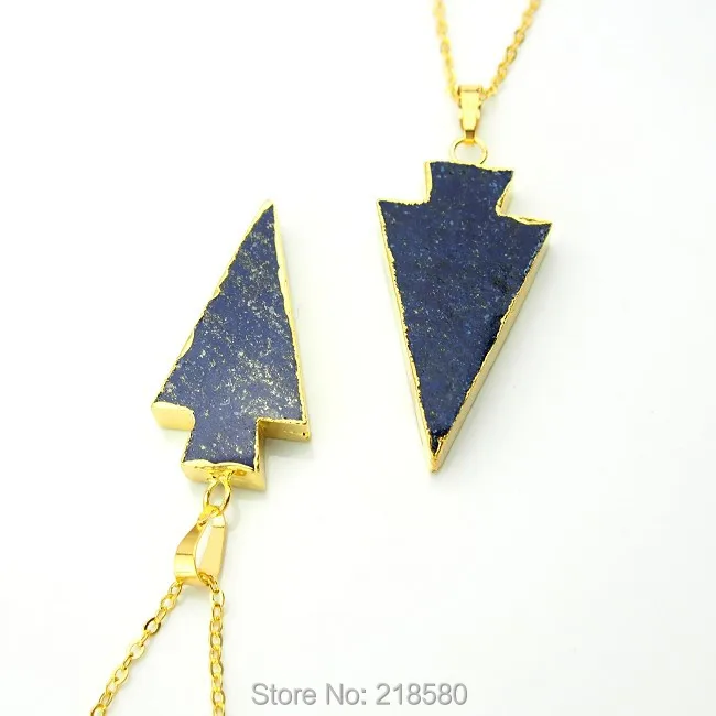 NC150120001 Lapis Lazuli Stone Arrowhead Gold Electroplated Stone Pendant Necklace
NC150120001 Lapis Lazuli Stone Arrowhead Gold Electroplated Stone Pendant Necklace