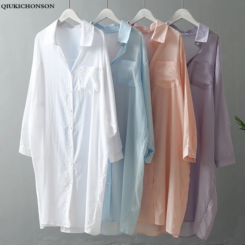 See-through Plus Size Women Summer Long Shirt Korean Fashion Casual Striped Pocket Long Batwing Sleeve Women White Blouses Shirt
See-through Plus Size Women Summer Long Shirt Korean Fashion Casual Striped Pocket Long Batwing Sleeve Women White Blouses Shirt