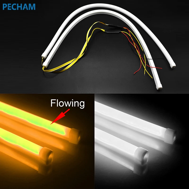 45CM 60CM Flexible Car LED Strip Light White and Flowing Amber Guide Bar Lamp For DRL Angel Eye Headlight Turning Signal Light
45CM 60CM Flexible Car LED Strip Light White and Flowing Amber Guide Bar Lamp For DRL Angel Eye Headlight Turning Signal Light