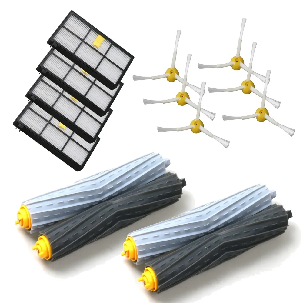 6 Side Brushes+4 HEPA Filters+2 Set of Soft Rubber Extractor Rollers for iRobot Roomba 800&900 Series 800 880 980 Vacuum Cleaner
6 Side Brushes+4 HEPA Filters+2 Set of Soft Rubber Extractor Rollers for iRobot Roomba 800&900 Series 800 880 980 Vacuum Cleaner