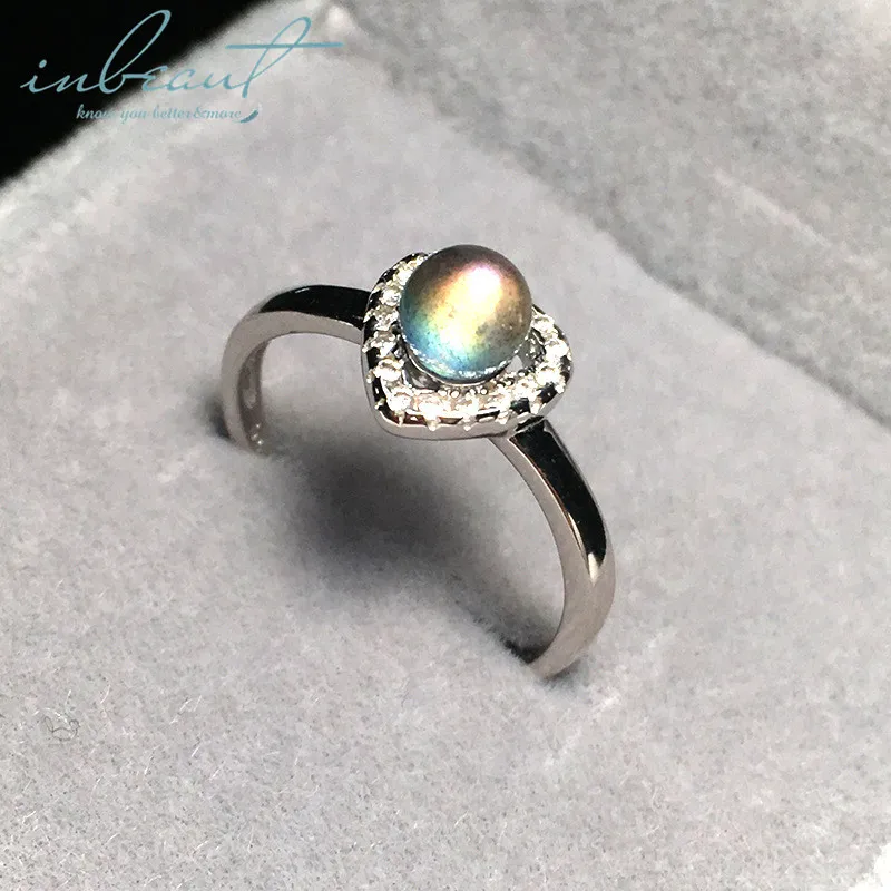 Inbeaut 925 Серебряное блестящее солнечное сердце лабрадоритовое Кольцо женское