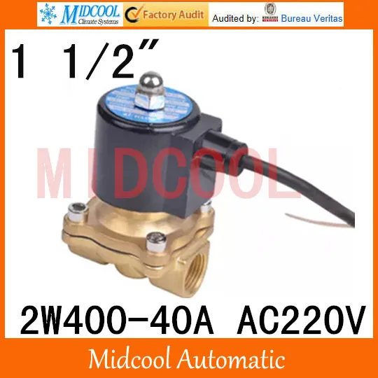 

High quality Water vapor waterproof solenoid valve 2W400-40A port 1 1/2" BSP AC220V two position, two way normally closed