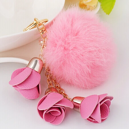 Leather Rose Flower Fur Pompon Keychain Real Rex Rabbit Fur Ball Key Chains Fur Keyring Porte Clef LLavers Key Chain Bag Charm
Leather Rose Flower Fur Pompon Keychain Real Rex Rabbit Fur Ball Key Chains Fur Keyring Porte Clef LLavers Key Chain Bag Charm