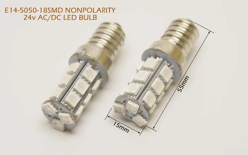 2pcs E14-5050-18SMD 24v nonpolarity universal E14 base bulb high brightness and small size for enclosure space lighting
2pcs E14-5050-18SMD 24v nonpolarity universal E14 base bulb high brightness and small size for enclosure space lighting