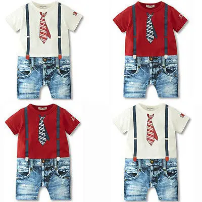 NEW Baby Boys Kids Short Sleeves Suspenders Shorts Print Overalls Costume Suit Grow Outfit Romper Pants Clothes 3-24M |