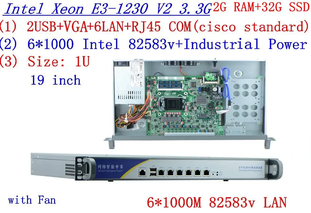 1U Firewall network router with 6 lan ports Inte Quad Core Xeon E3-1230 V2 3.3Ghz no graphic 2G RAM 32G SSD RouterOS
1U Firewall network router with 6 lan ports Inte Quad Core Xeon E3-1230 V2 3.3Ghz no graphic 2G RAM 32G SSD RouterOS