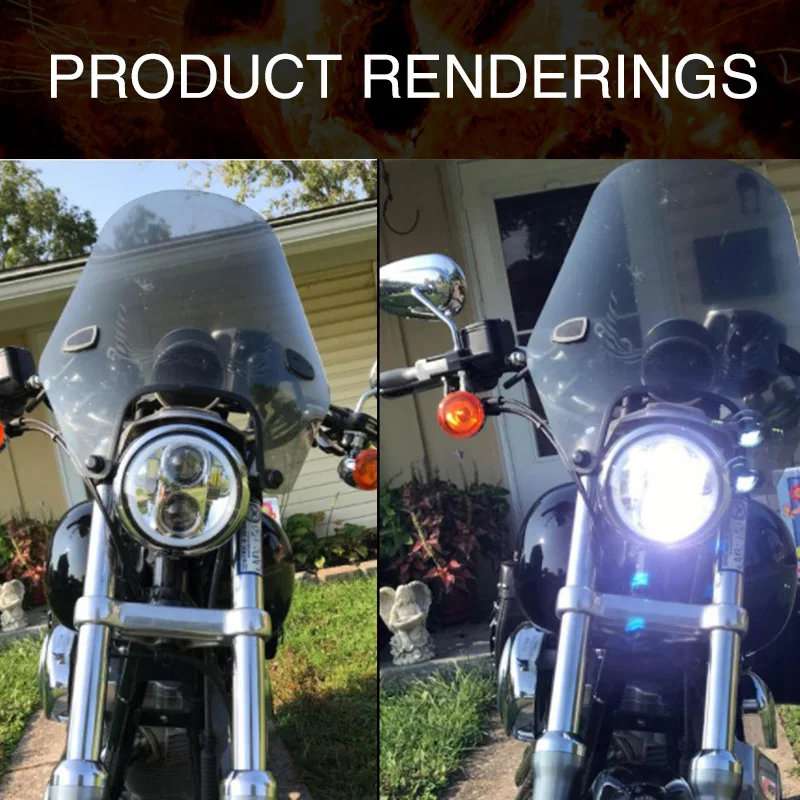 5-3/4" 5.75 inch Motorcycle LED Projector Full Halo Headlight For Dyna Sportster