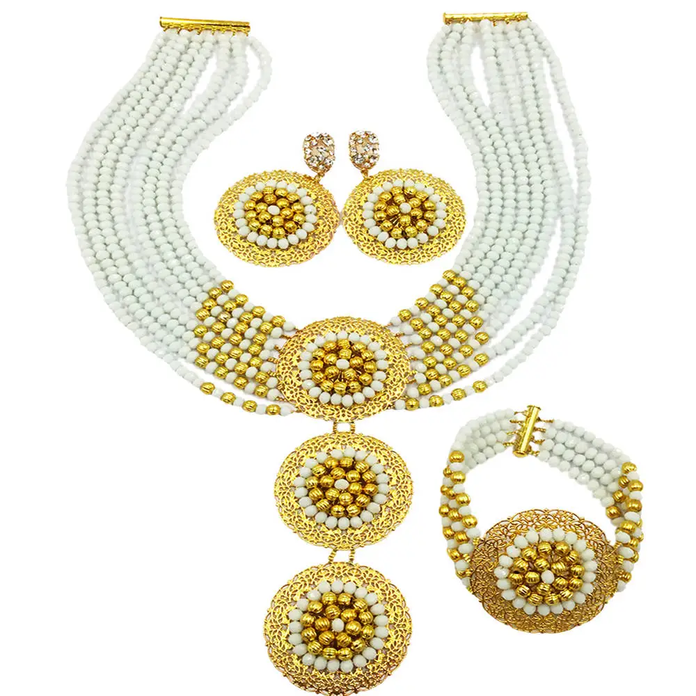 Fashion White Crystal Beaded African Wedding Jewelry Set Nigerian Beads Necklace for Women 8C-3PH018
Fashion White Crystal Beaded African Wedding Jewelry Set Nigerian Beads Necklace for Women 8C-3PH018
