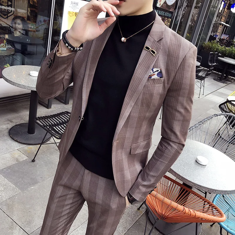 Teen Mens Dress Two-Piece Slim Design Stripe Blazer & Pants Asian Size S M L XL XXL XXXL Terno Masculino
Teen Mens Dress Two-Piece Slim Design Stripe Blazer & Pants Asian Size S M L XL XXL XXXL Terno Masculino
