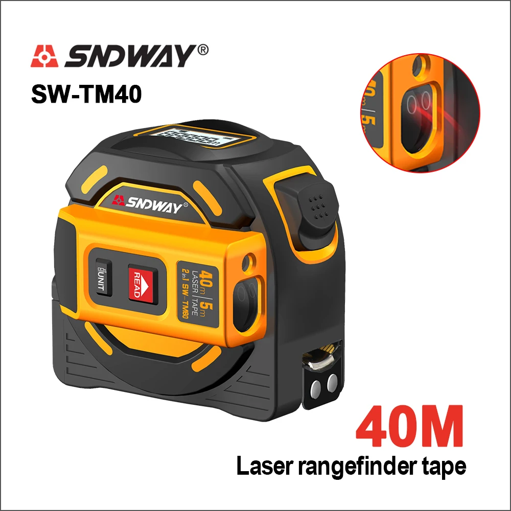 SNDWAY Laser Distance Meter Digital Tape Measure Rangefinder Hunting Multi Function Self-Locking Tester Tool Device SW-TM40
SNDWAY Laser Distance Meter Digital Tape Measure Rangefinder Hunting Multi Function Self-Locking Tester Tool Device SW-TM40